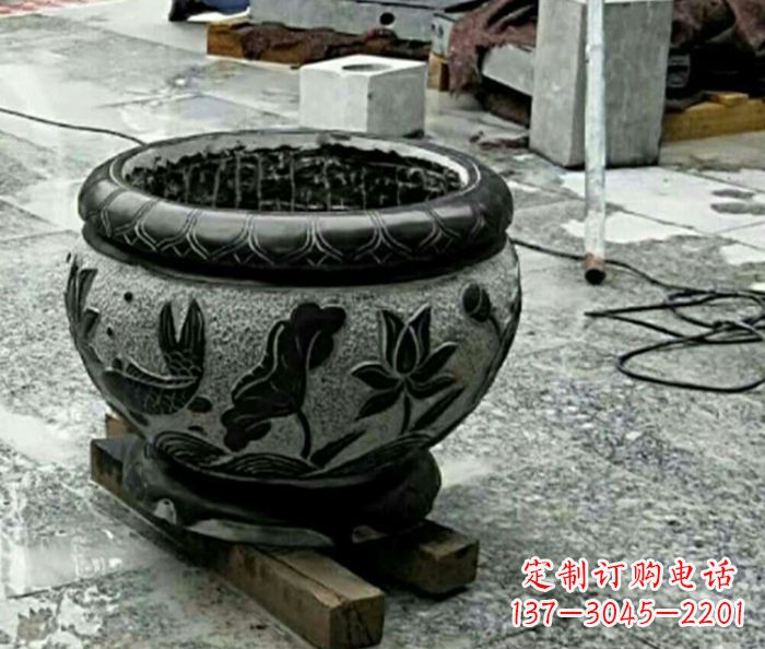 甘肃精美仿古招财水缸石雕