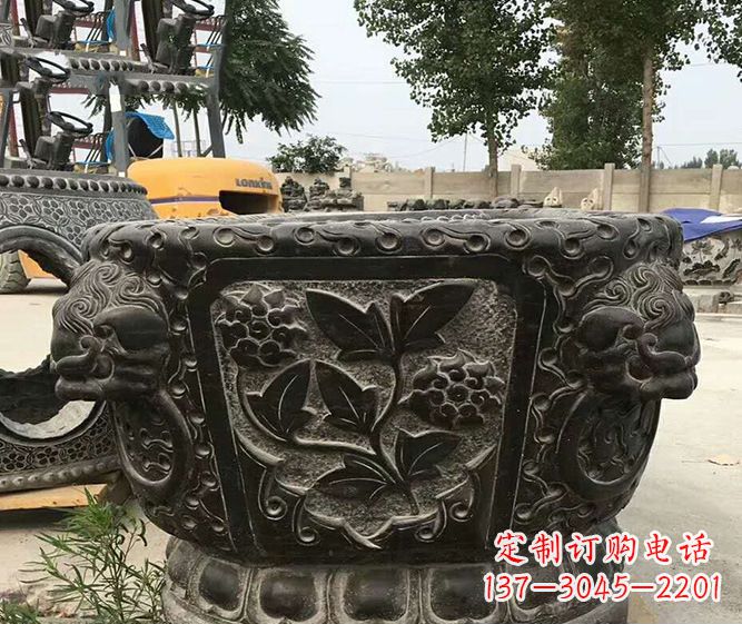 甘肃仿古招财石雕水缸