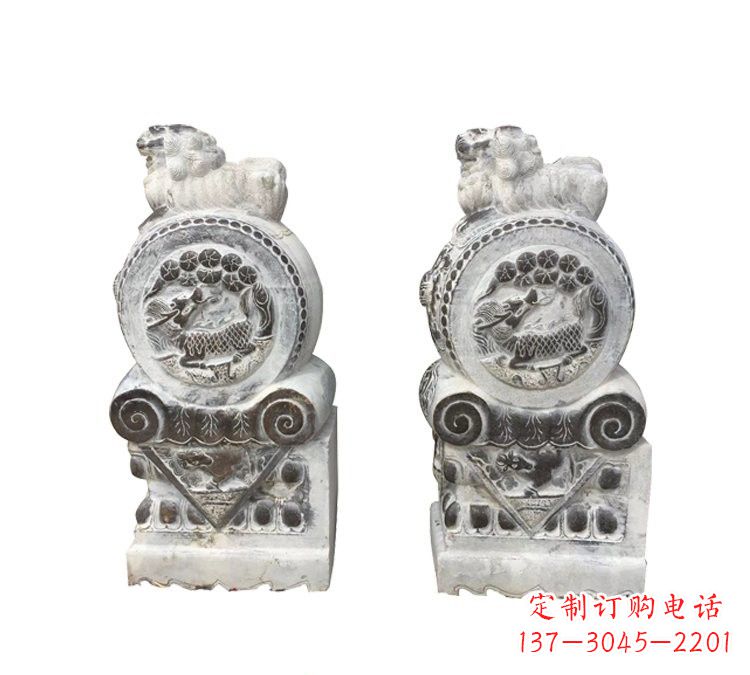 甘肃仿古雕塑狮子抱鼓石