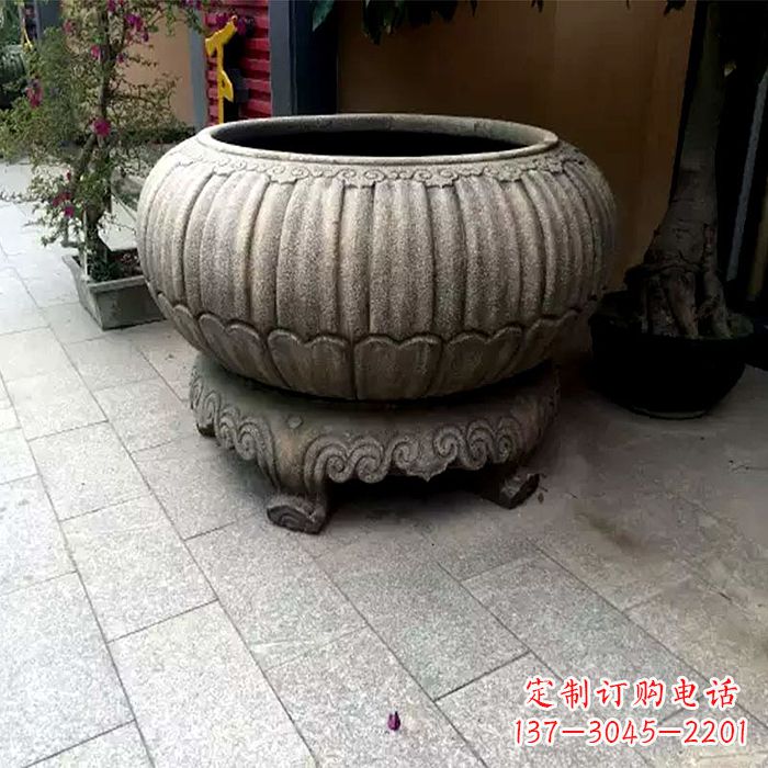 甘肃精美仿古石雕花盆雕塑