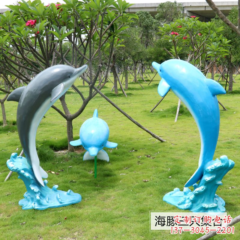甘肃精致仿真玻璃钢海豚雕塑