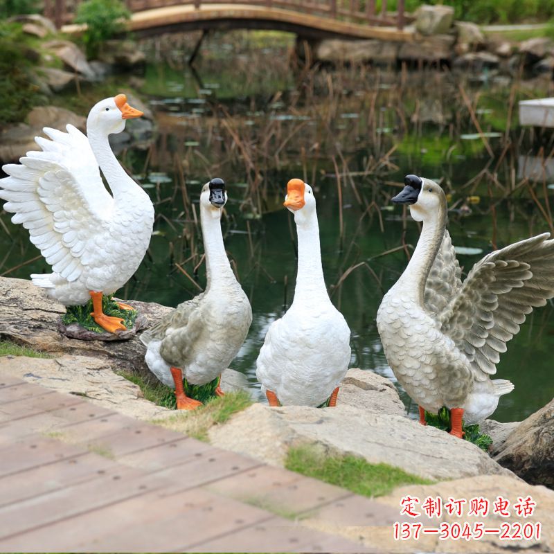 甘肃仿真大白鹅摆件花园庭院农场动物雕塑摆件
