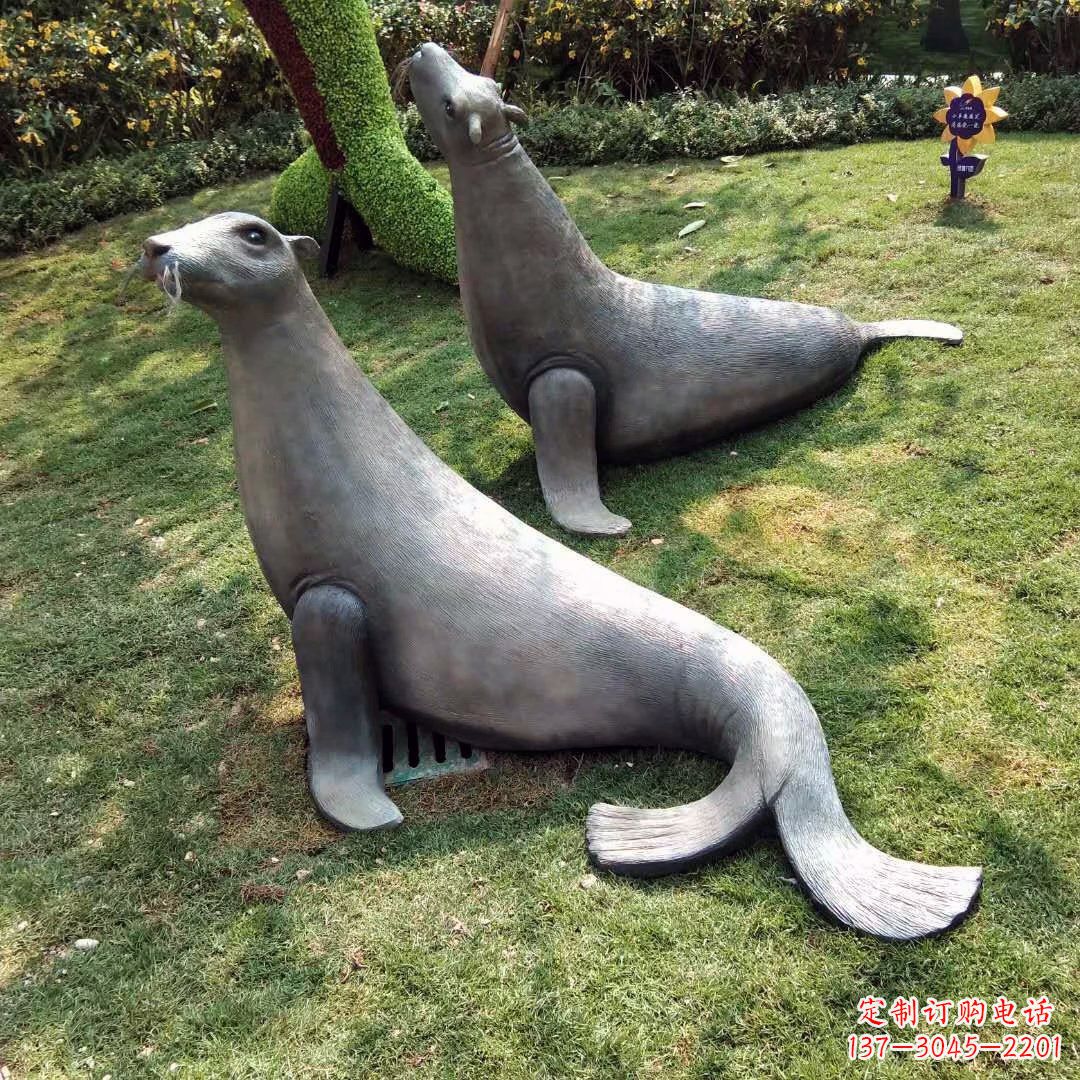 甘肃精美玻璃钢海豹雕塑