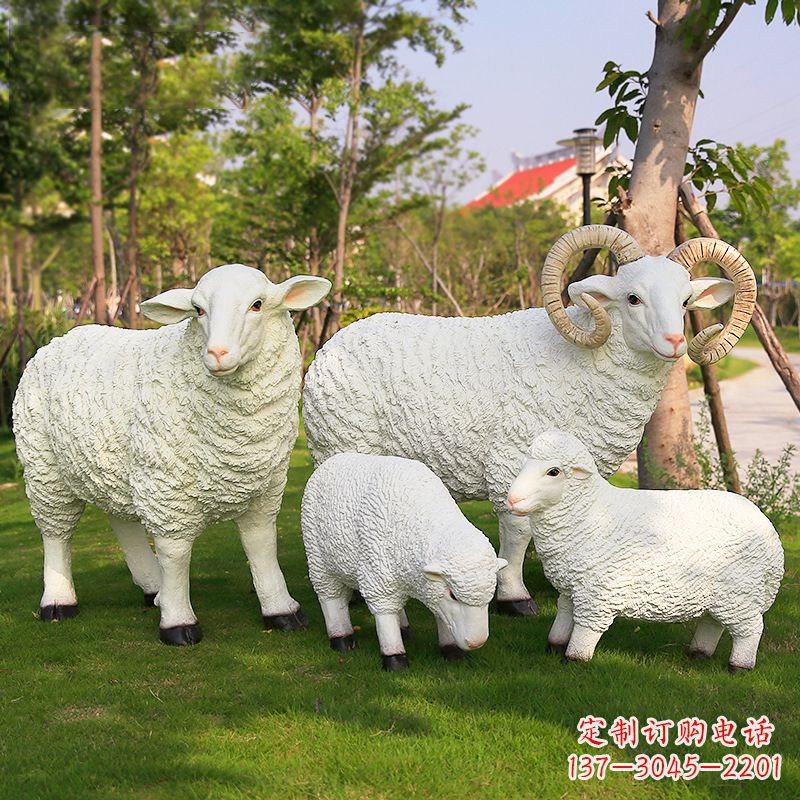 甘肃乡村绵羊雕塑 – 农家院庭院仿真动物摆件