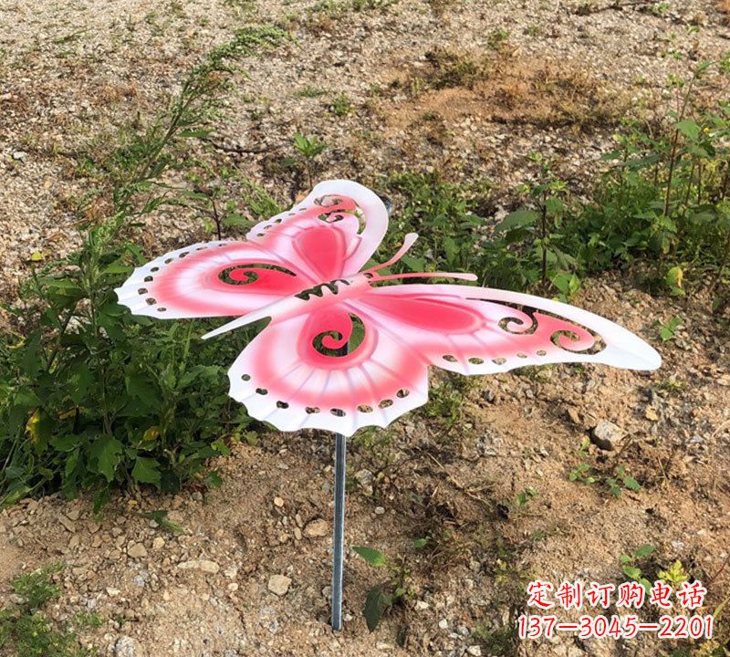 甘肃粉红色不锈钢蝴蝶雕塑