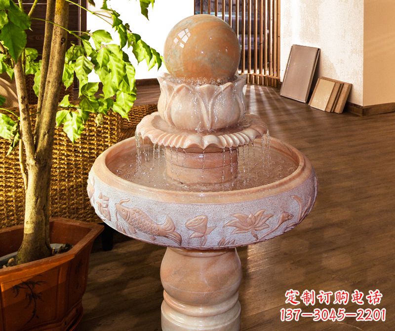 甘肃浑然天成的风水球石雕