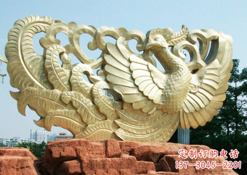 甘肃凤凰古代神兽铜雕