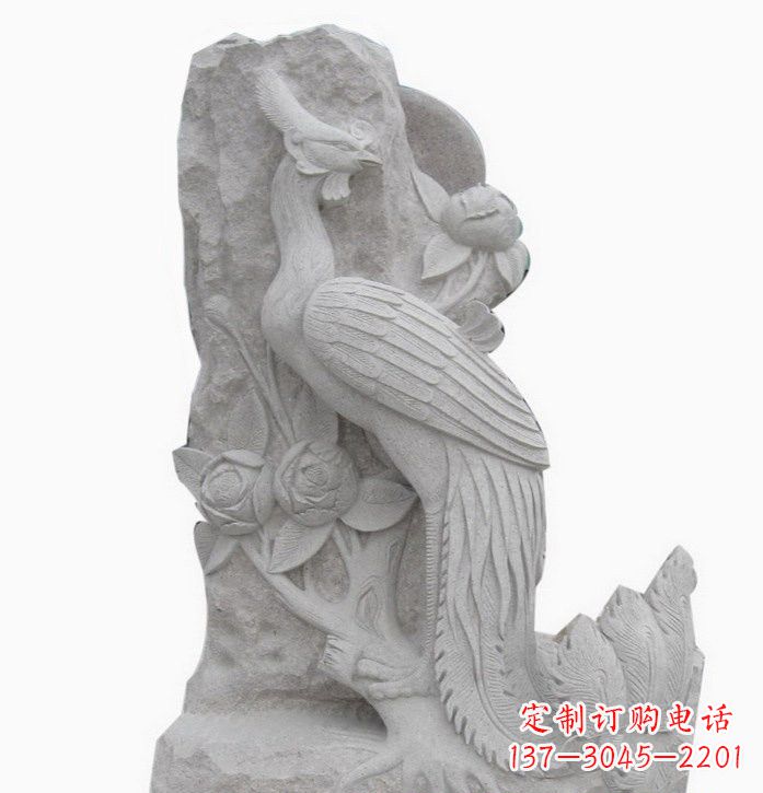 甘肃凤凰牡丹石雕222