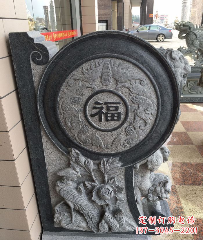 甘肃福字抱鼓石招财石门墩