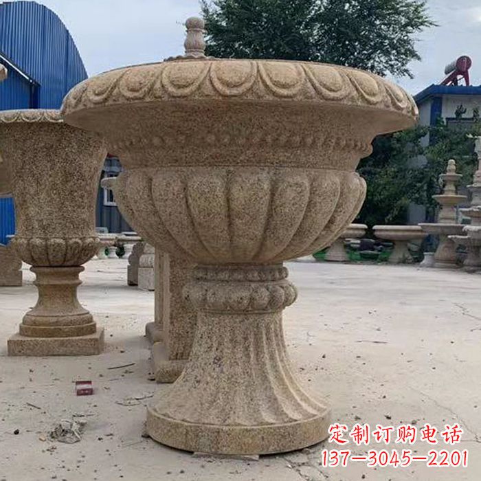 甘肃优雅高墩欧式石雕花盆