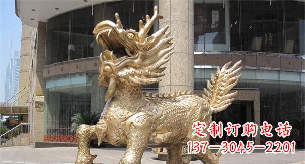 甘肃中领雕塑,定制精美麒麟神兽铜雕