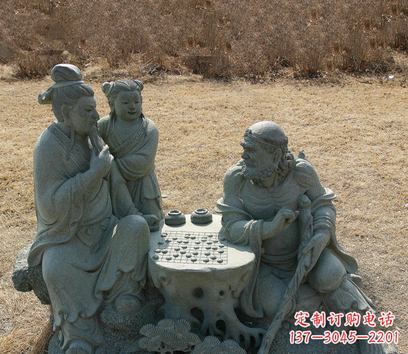 甘肃八仙下棋铜雕塑