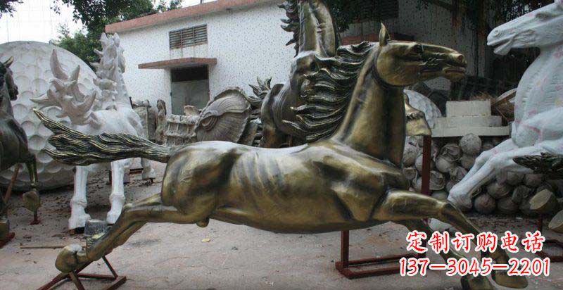 甘肃公园奔跑的马动物铜雕