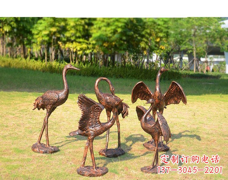 甘肃仿铜钢玻璃摇头仙鹤雕塑