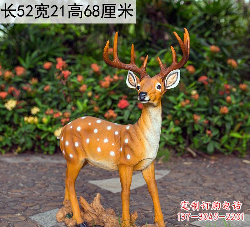甘肃精美制作玻璃钢仿真梅花鹿雕塑