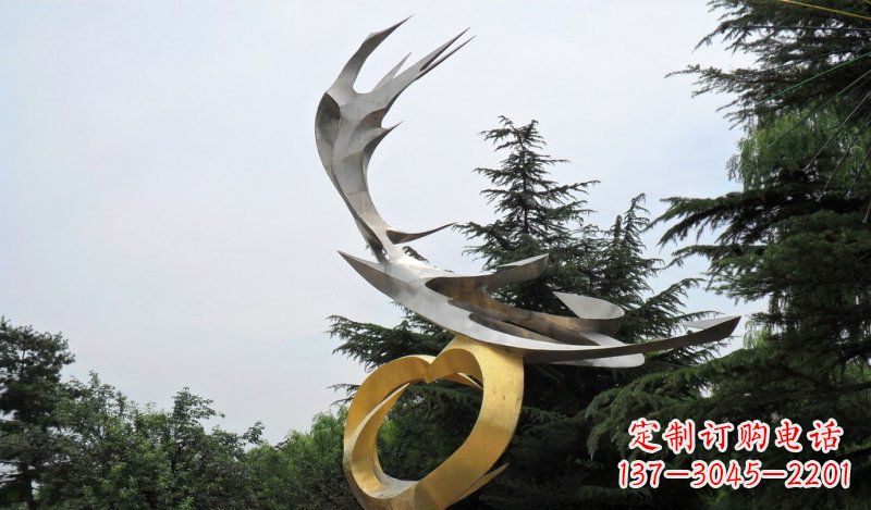 甘肃精美雕刻石膏抽象凤凰雕塑