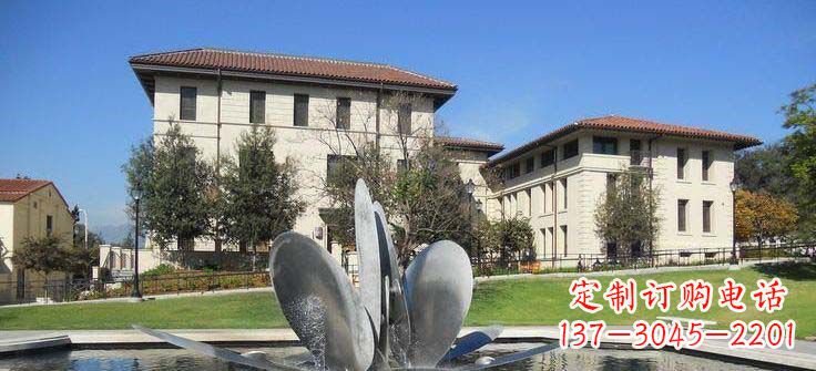 甘肃抽象花朵不锈钢喷泉雕塑