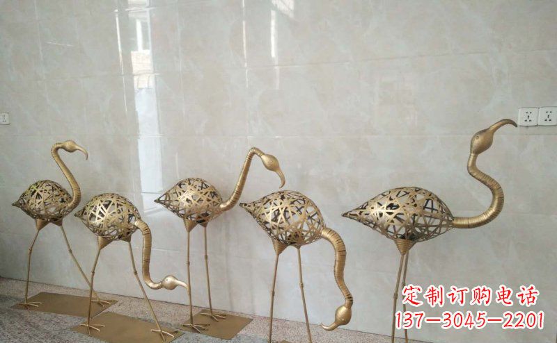甘肃不锈钢抽象火烈鸟动物雕塑