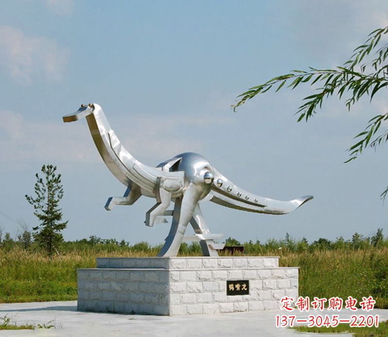 甘肃特大不锈钢抽象恐龙雕塑