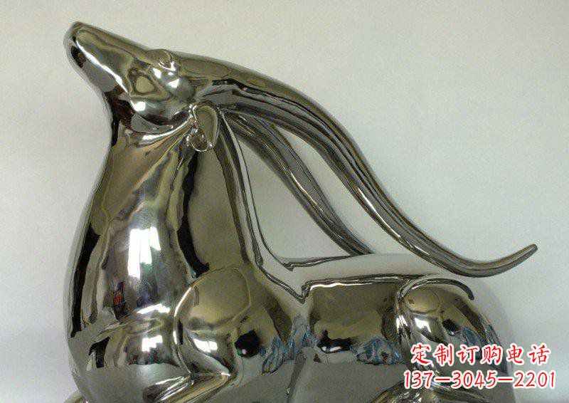 甘肃中领雕塑定制公园装饰不锈钢羚羊雕塑