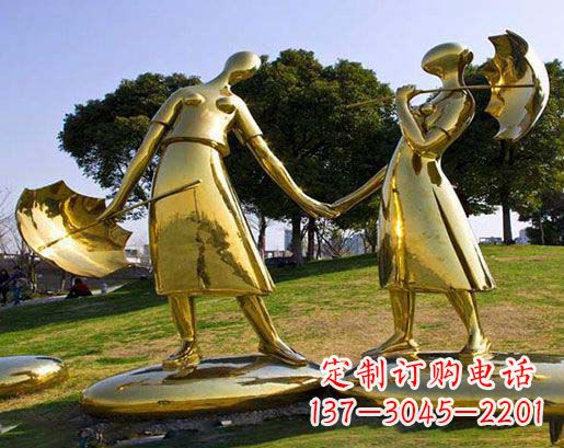 甘肃长伴相守,情缘两生——不锈钢抽象情侣雕塑