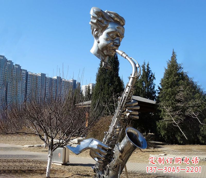 甘肃纪念性不锈钢萨克斯头像雕塑