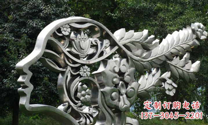 甘肃美丽如梦不锈钢美女雕塑