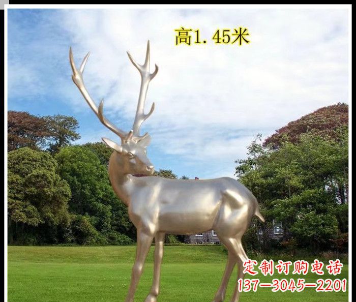 甘肃高端室外不锈钢巨型动物鹿雕塑