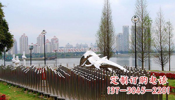 甘肃动物主题不锈钢海豚雕塑