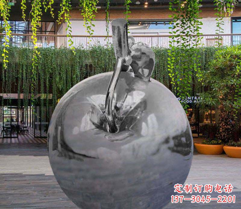甘肃公园时尚不锈钢镜面苹果雕塑