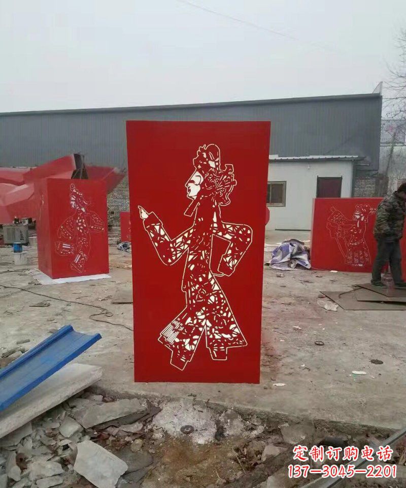 甘肃不锈钢灯罩皮影戏人物雕塑
