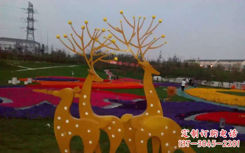 甘肃不锈钢美陈动物鹿雕塑