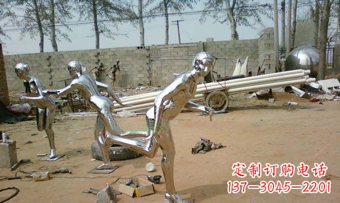 甘肃精致美丽的不锈钢跑步女孩雕塑