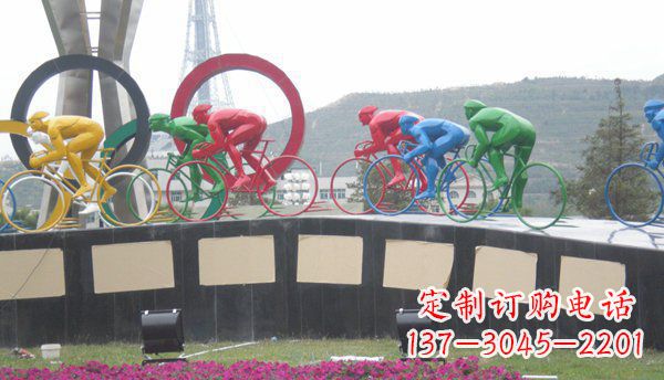 甘肃品味传统,扬帆未来——不锈钢骑自行车雕塑