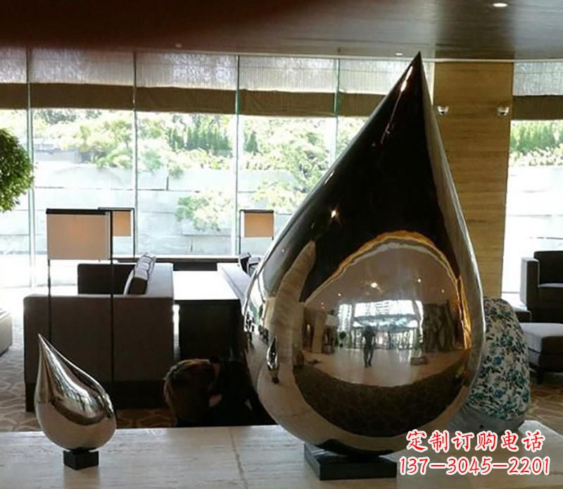 甘肃公园不锈钢水滴球景观雕塑