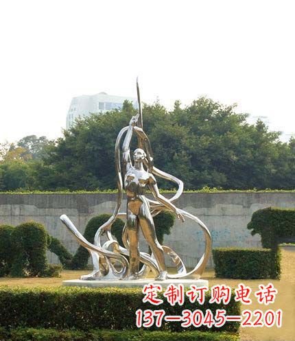 甘肃跳丝带魅力少女铜雕