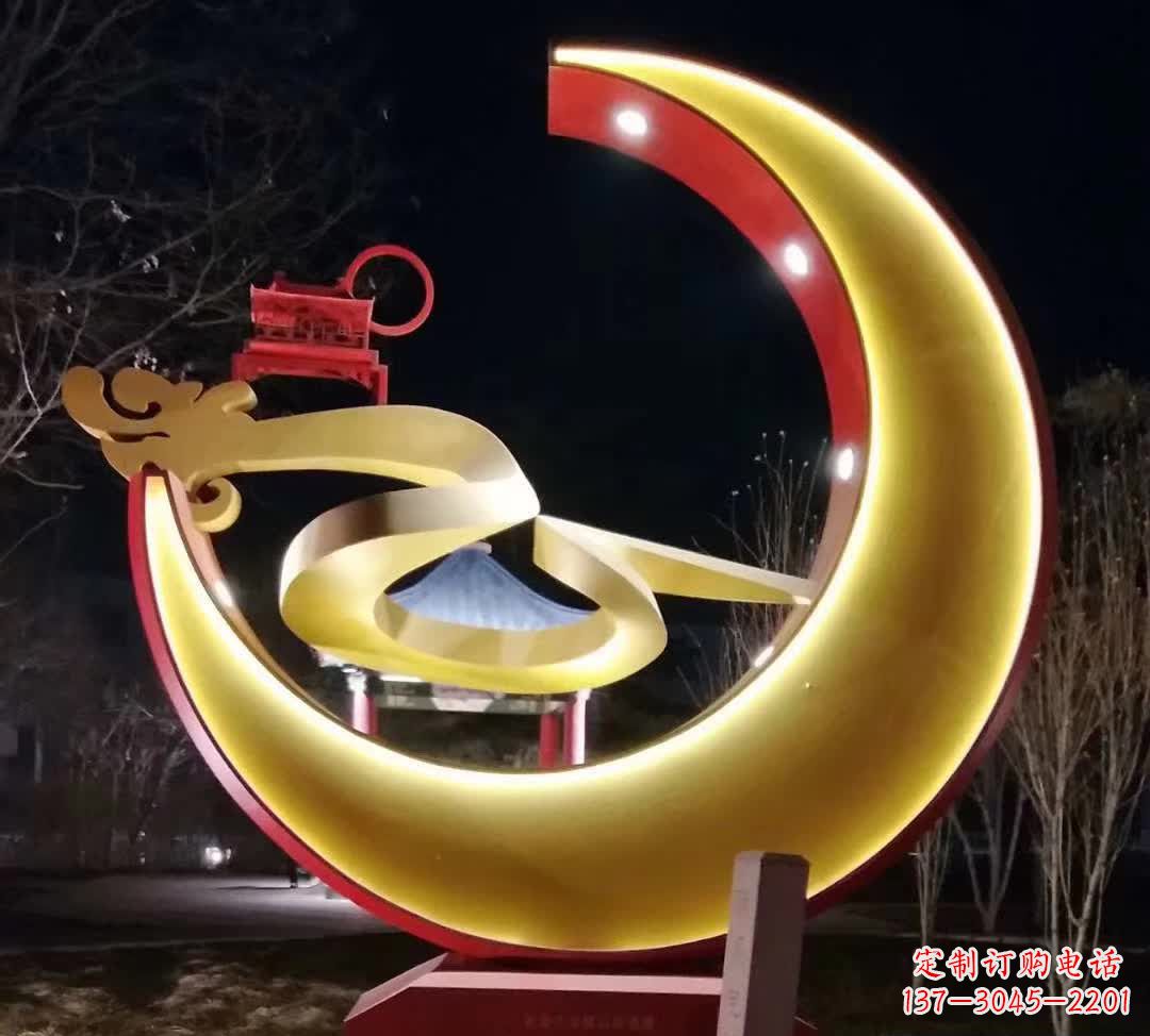 甘肃精致不锈钢月亮雕塑