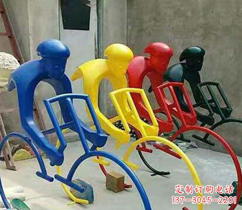 甘肃不锈钢自行车运动人物景观雕塑