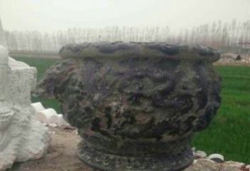 甘肃仿古圆形水缸石雕