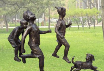 甘肃仿铜跑步小孩雕塑