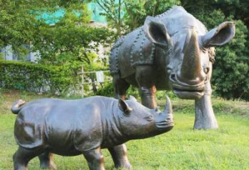 甘肃犀牛铜雕-公园园林草坪室内外装饰雕塑