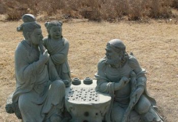 甘肃公园八仙下棋小品铜雕