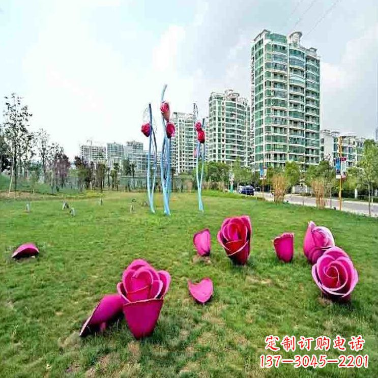 甘肃中领雕塑不锈钢玫瑰雕塑