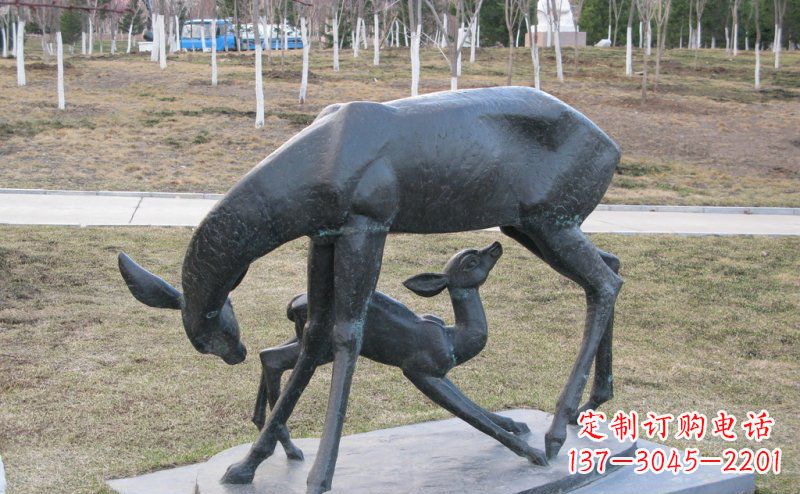 甘肃母子鹿铜雕艺术塑像