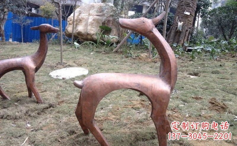 甘肃室外铜鹿雕塑