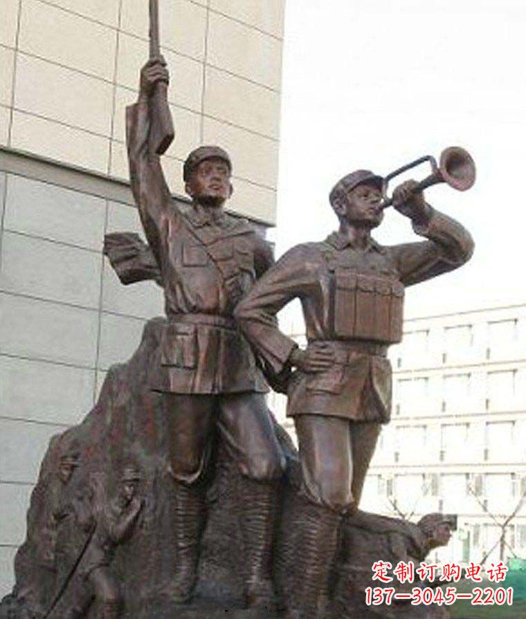 甘肃革命精神熠熠冲锋号铜雕