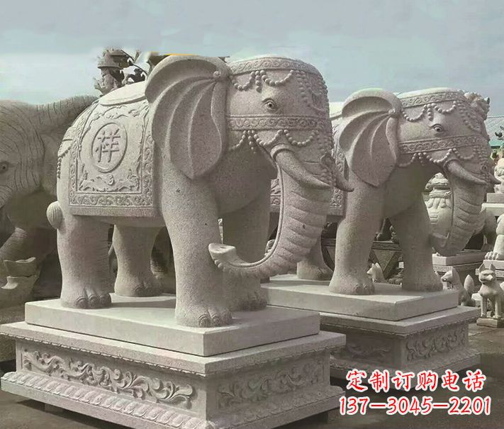 甘肃精美大象大理石雕塑