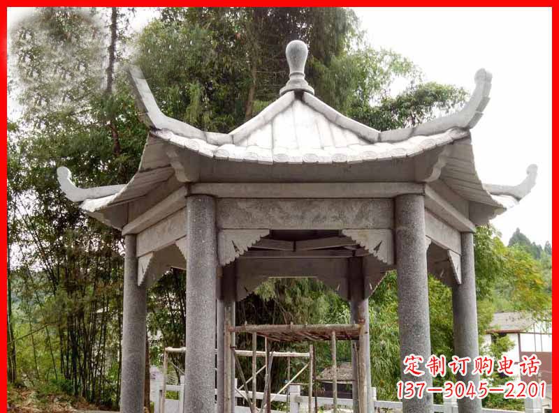 甘肃复古公园石凉亭雕塑