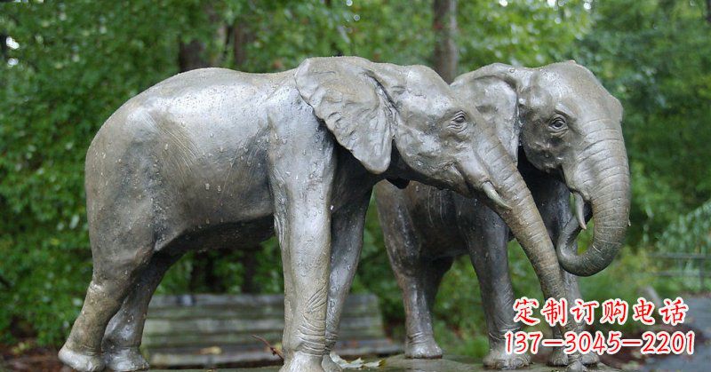 甘肃公园大象动物铜雕 (2)