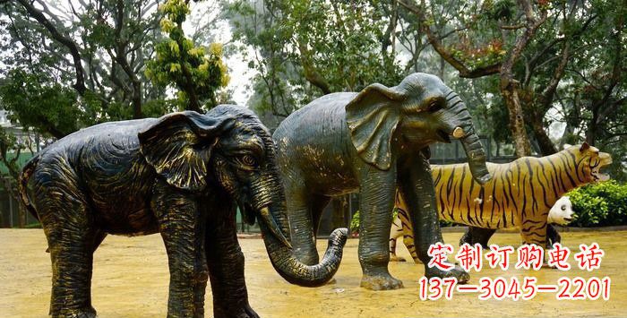 甘肃公园大象动物铜雕_1